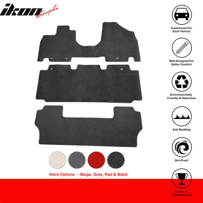 2011-2017 Honda Odyssey Car Floor Mats Carpet 3PC Nylon - Image 5