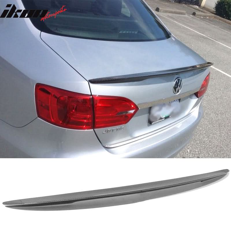 2011-2018 Volkswagen Jetta Mk6 4Dr P Style Carbon Fiber Trunk Spoiler - Image 7