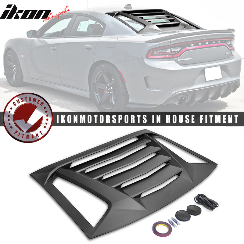 2011-2023 Dodge Charger Black Rear Window Louver Side Quarter Scoop - Image 3