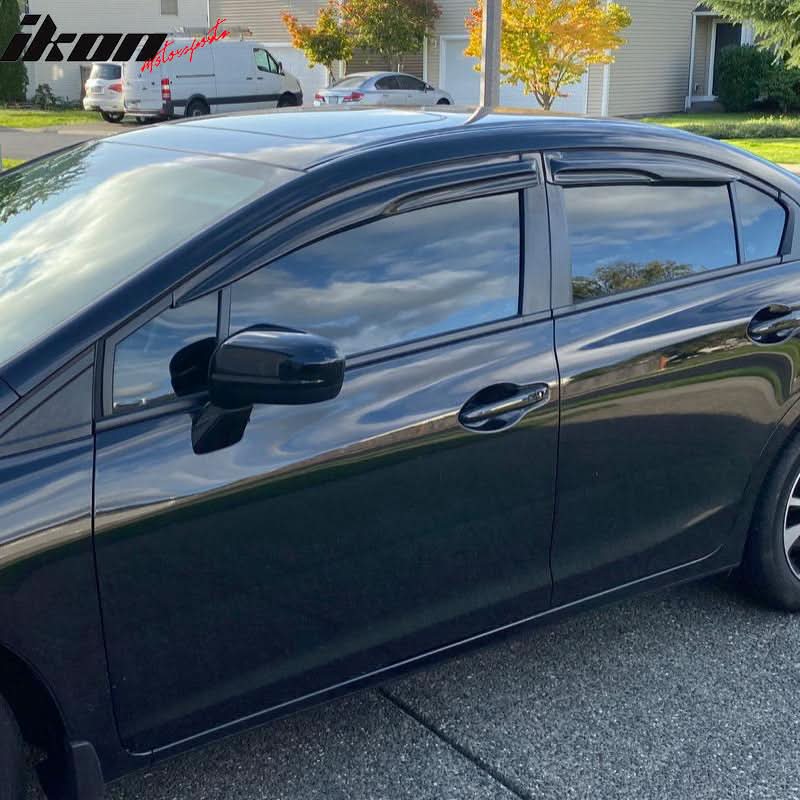 2012-2015 Honda Civic 4Door Sedan Acrylic 4PC Tape On Window Visors - Image 2
