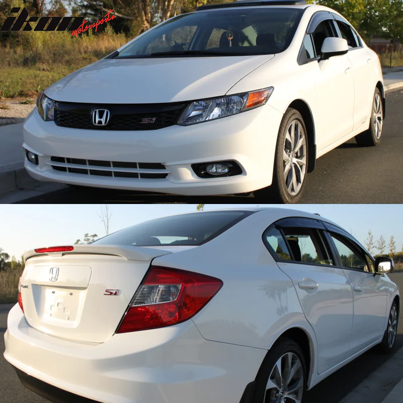 2012-2015 Honda Civic 4Door Sedan Acrylic 4PC Tape On Window Visors - Image 9