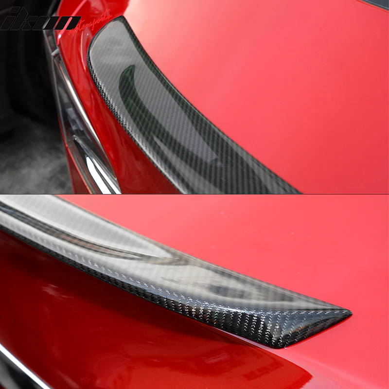 2012-2016 Tesla Model S Front Bumper Lip & OE Trunk Spoiler CF - Image 4