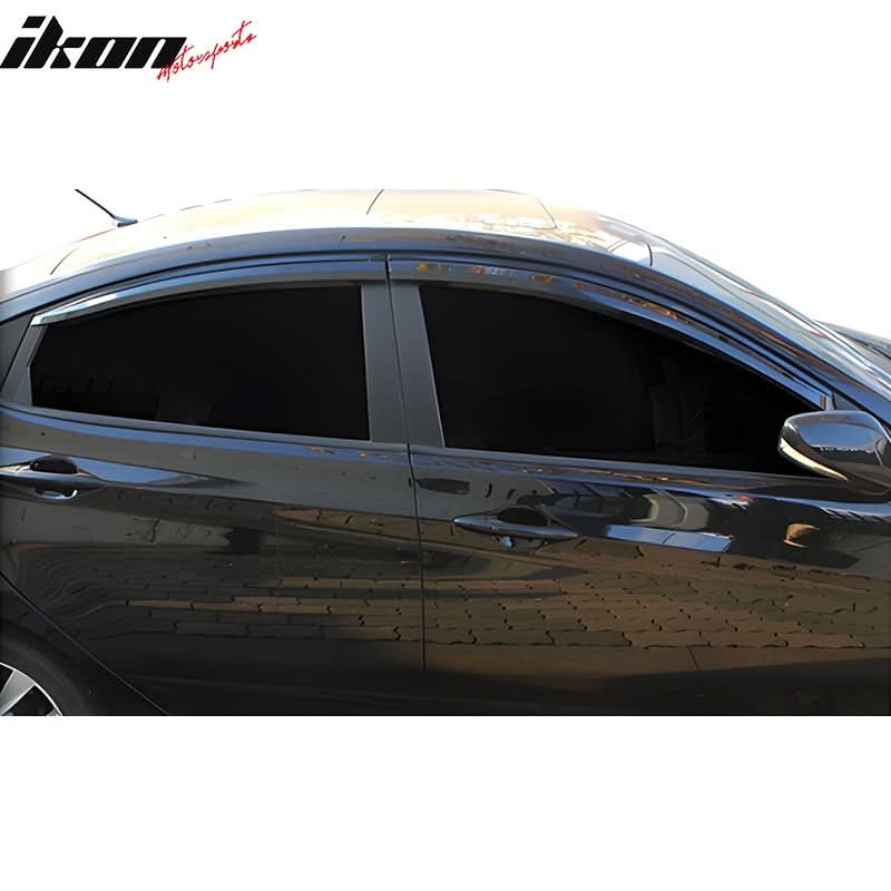 2012-2017 Hyundai Accent Dark Smoke Window Visors Rain Sun Guard ABS - Image 2