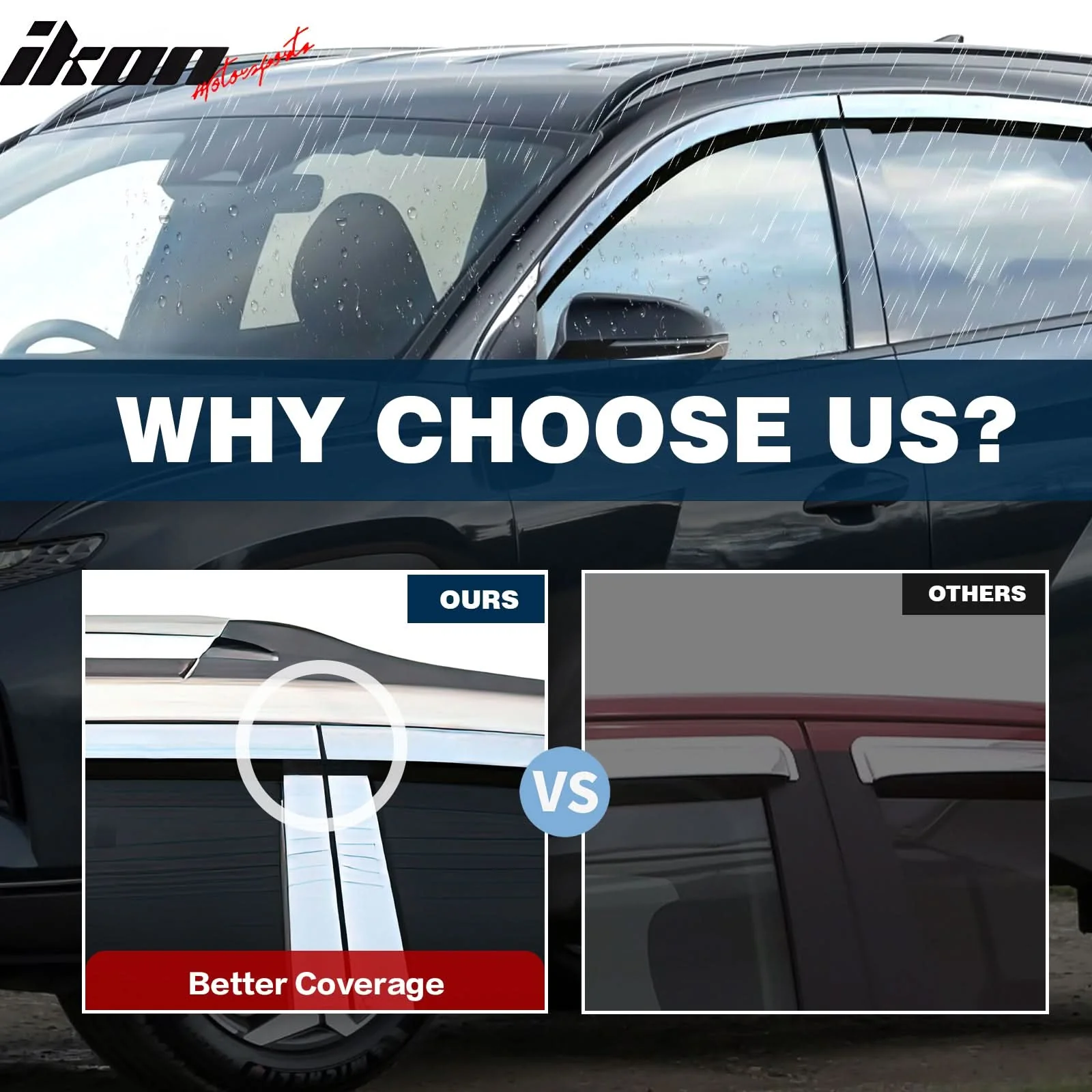 2012-2018 Audi A6 Window Visor ABS Dark Smoke Sun Rain Guard 6PC Vent - Image 3