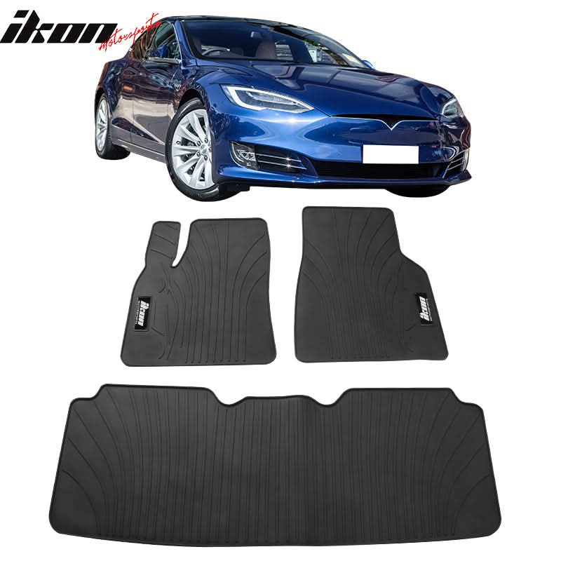 2012-2019 Tesla Model S Latex Floor Mats All Weather Carpet Black - Image 4