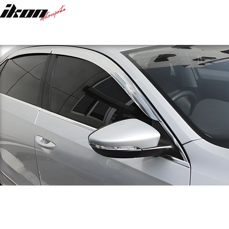 2012-2019 Volkswagen Passat Chrome Window Visors Rain Sun Guard ABS - Image 2