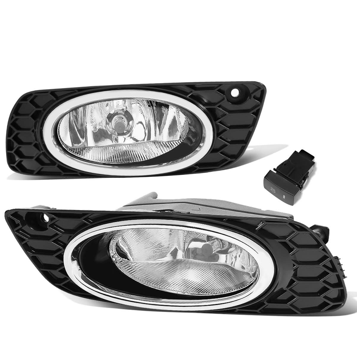 2012 Honda Civic 4-Door Sedan Fog Lights with Switch Chrome Bezel H11 - Image 3