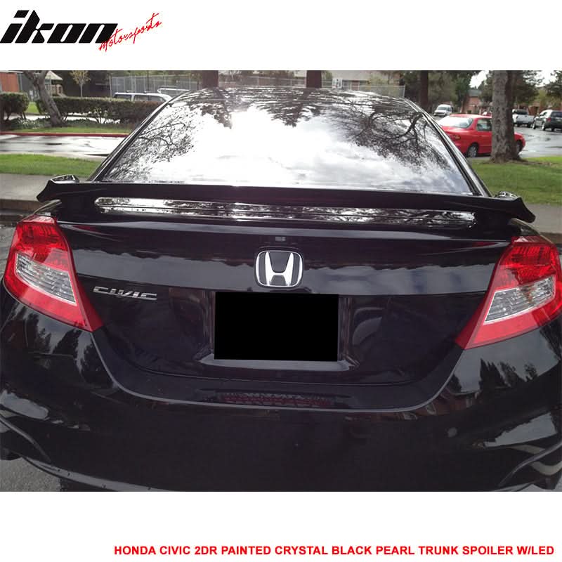 2012 Honda Civic Si LX Coupe Trunk Spoiler with LED Brake Light ABS - Image 2