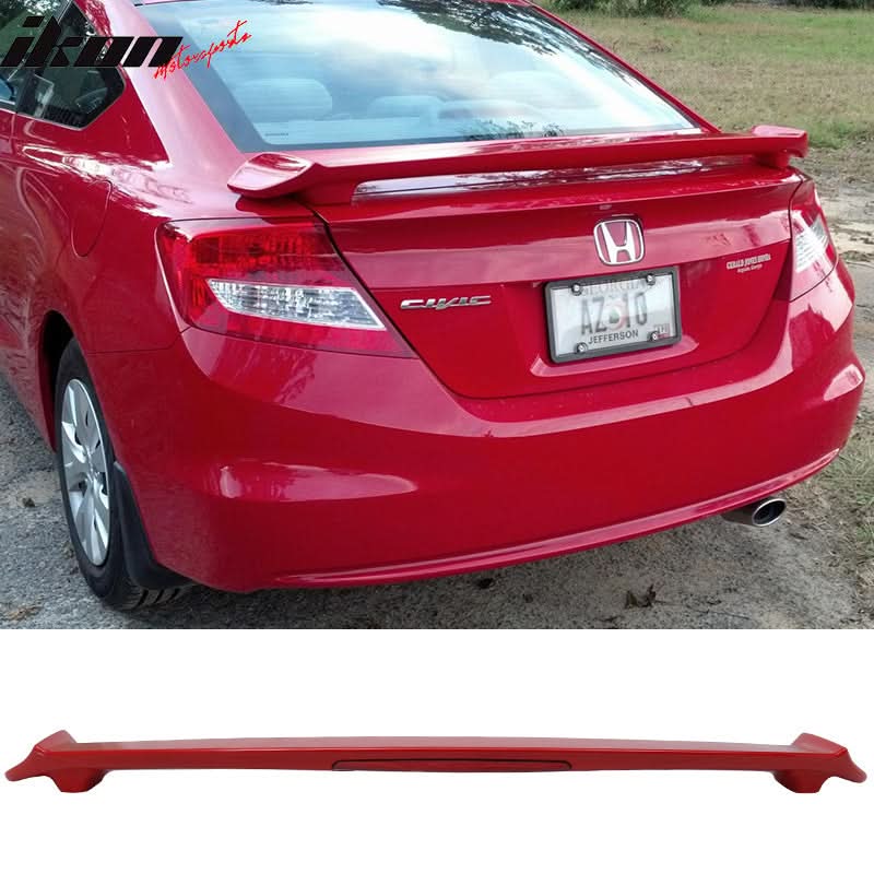 2012 Honda Civic Si LX Coupe Trunk Spoiler with LED Brake Light ABS - Image 7