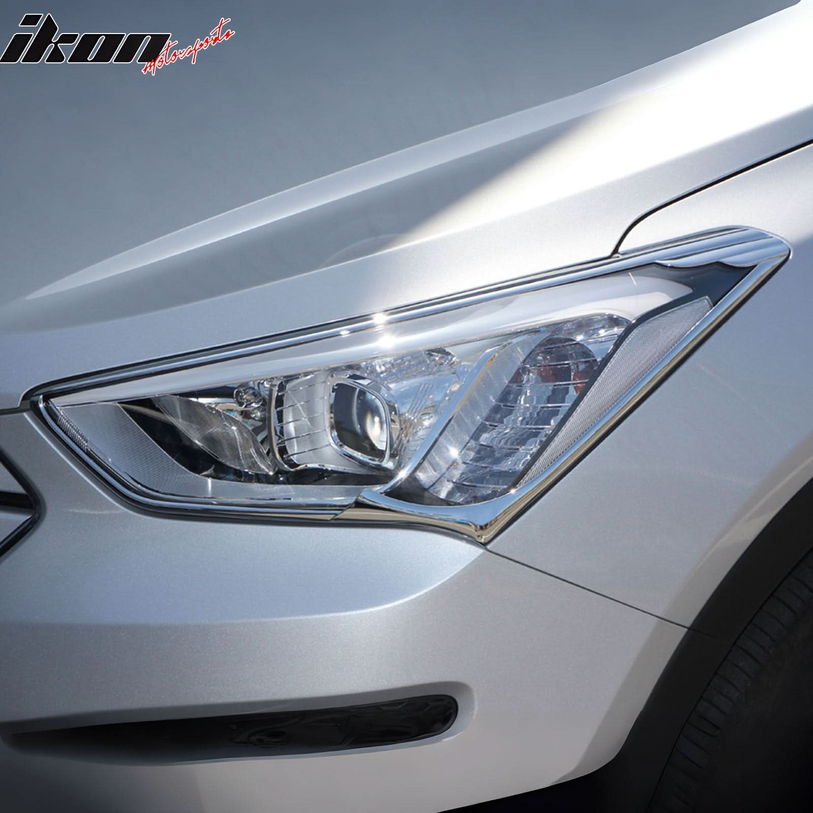 2013-2015 Hyundai Santa Fe Headlight Bezels Cover Trims Chrome ABS - Image 2