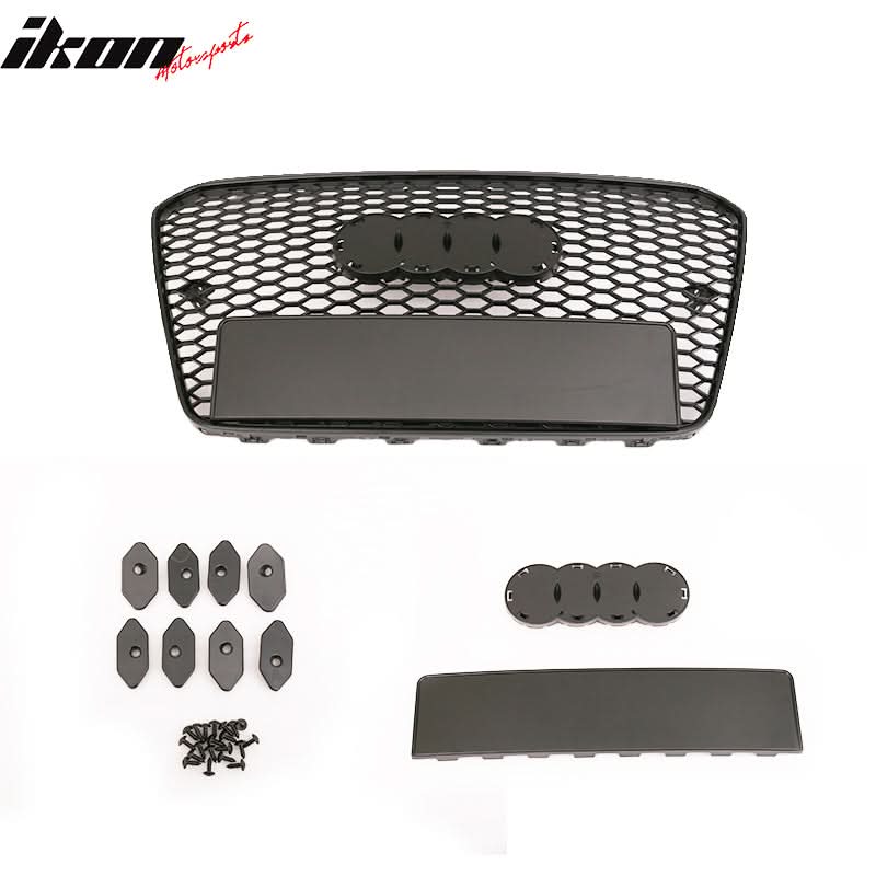 2013-2016 Audi A4 RS4 Black Front Sport Mesh Honeycomb Hood Grille - Image 4
