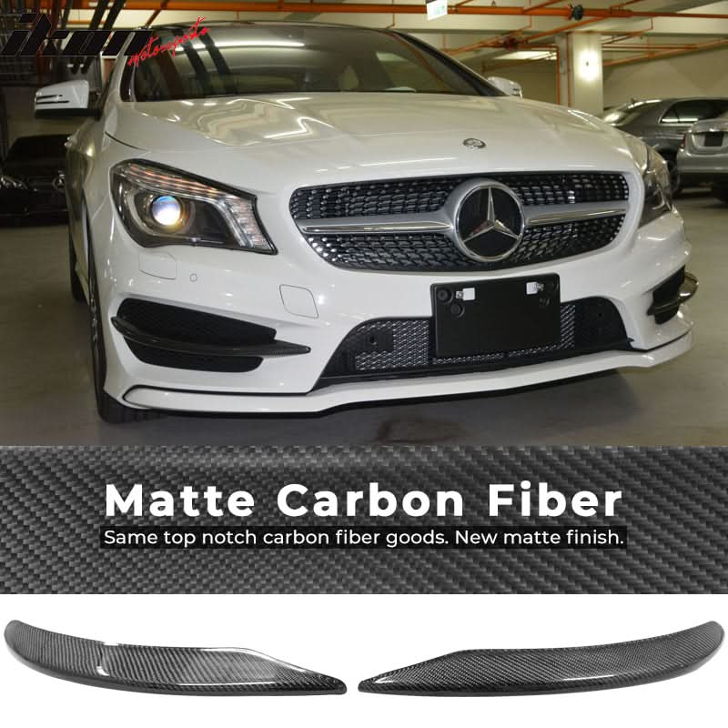 2013-2016 Benz C117 CLA Class Carbon Fiber Front Bumper Lip Aprons - Image 5
