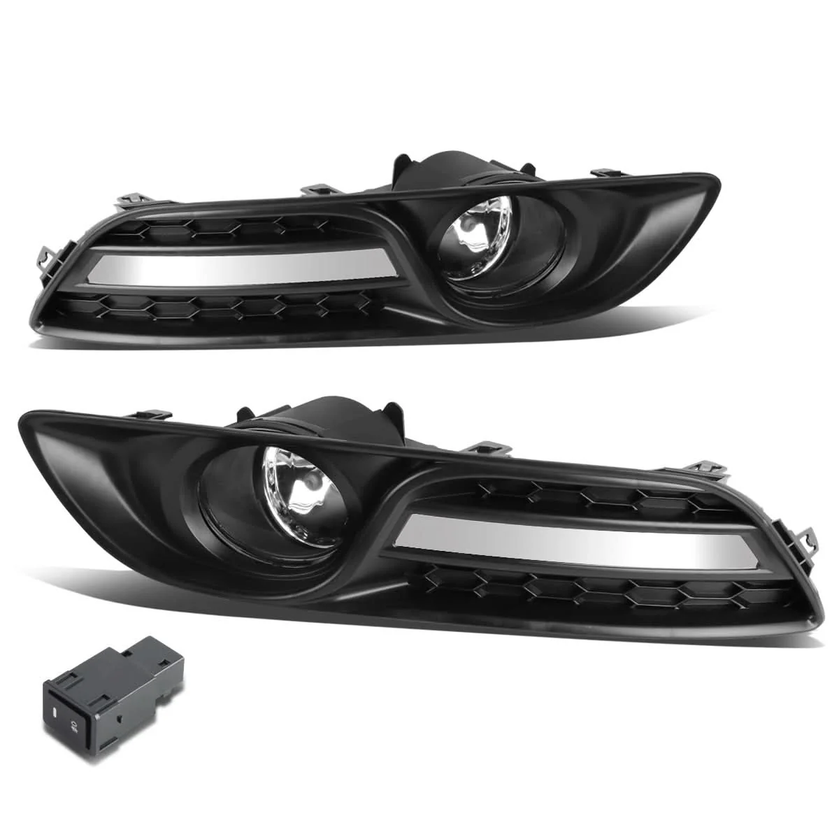2013-2016 Nissan Sentra Fog Lights with Switch & Bezel Chrome/Clear - Image 3