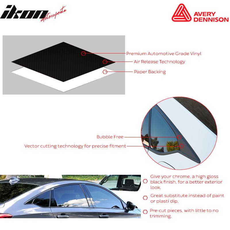 2013-2017 Honda Accord Gloss Black Window Trim Chrome Delete Vinyl Kit - Image 4