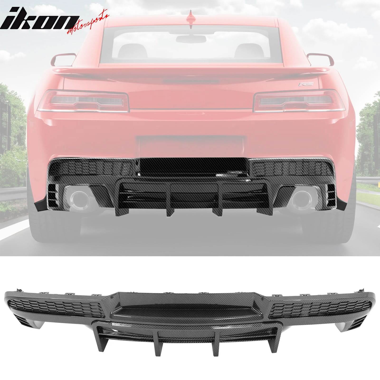 2014-2015 Chevy Camaro Black Rear Diffuser + Quad Exhaust Tips - Image 16