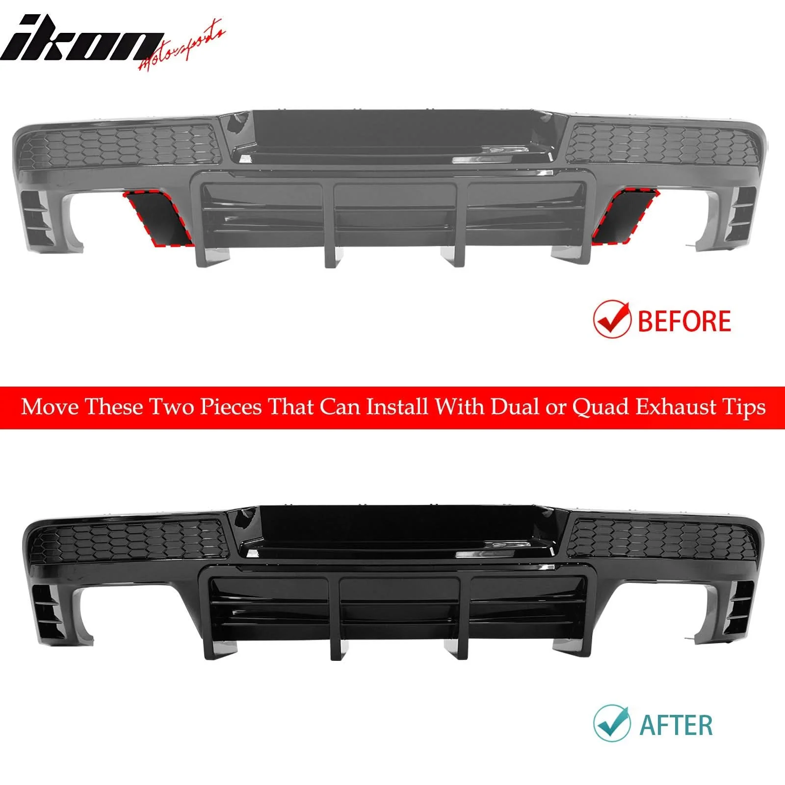 2014-2015 Chevy Camaro Ikon Rear Diffuser Bumper Lip PP - Image 3