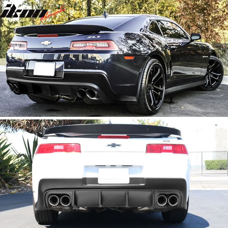 2014-2015 Chevy Camaro ZL1 Matte Black Rear Diffuser Bumper Lip PP - Image 2
