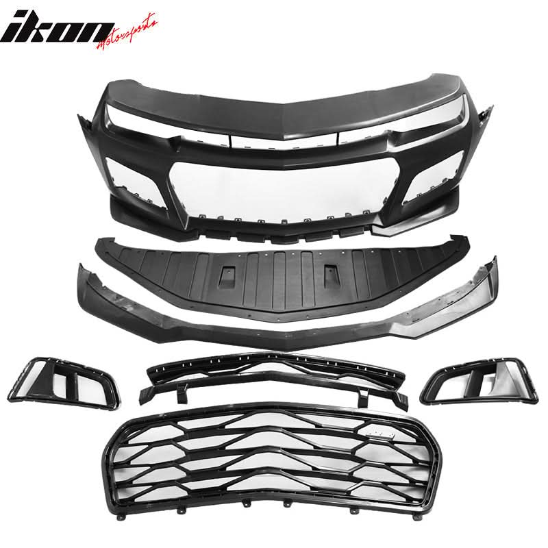2014-2015 Chevy Camaro ZL1 Style Unpainted Black Front Bumper Cover PP - Image 4