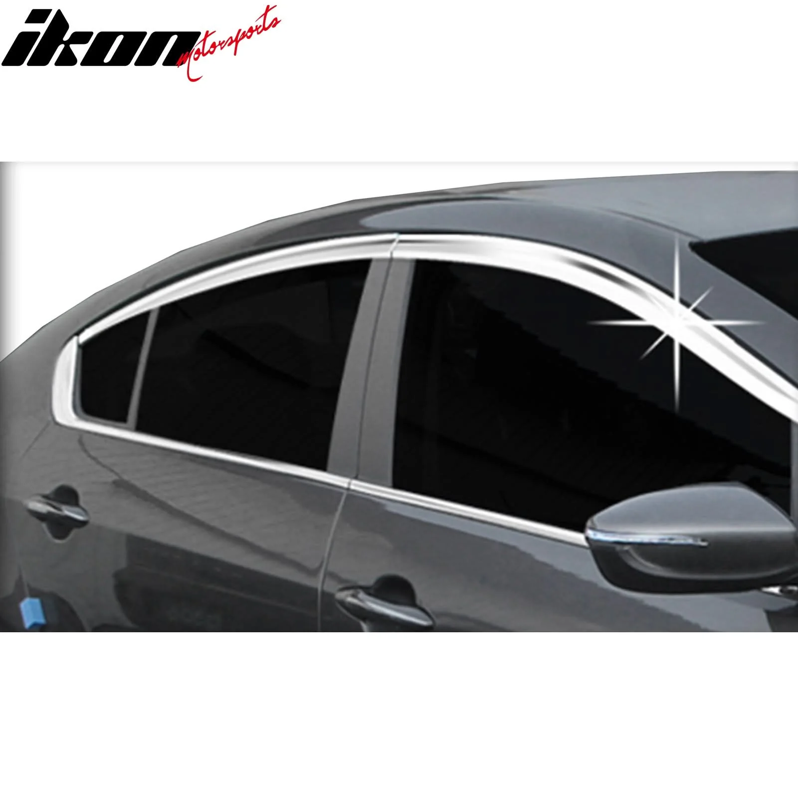 2014-2018 Kia Forte 4DR Window Visor ABS Chrome Sun Rain Guard 4PC - Image 2