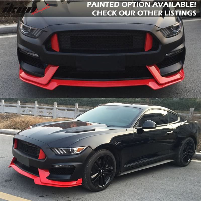 2015-2016Â Ford Mustang GT350 Black Front Rear Bumper Conversion PP - Image 4