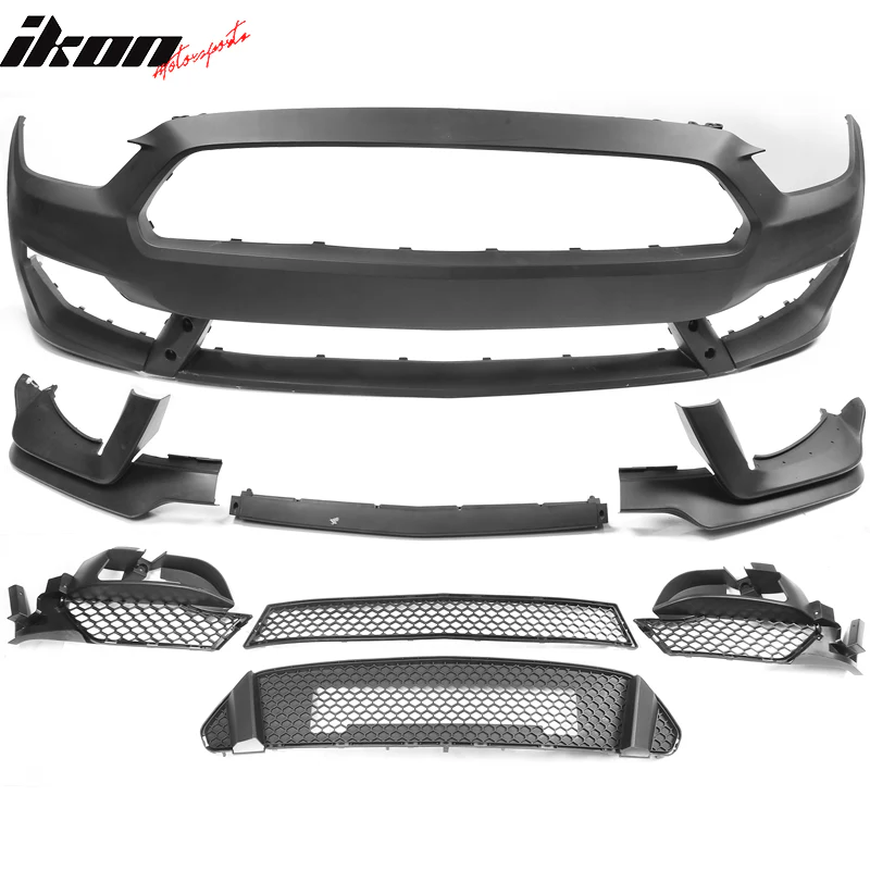 2015-2016Â Ford Mustang GT350 Black Front Rear Bumper Conversion PP - Image 6