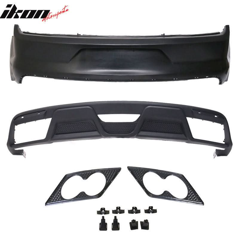 2015-2016Â Ford Mustang GT350 Black Front Rear Bumper Conversion PP - Image 9