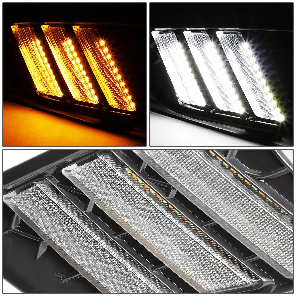 2015-2017 Ford Focus LED DRL Fog Lights w/ Bezel Black Yellow - Image 4