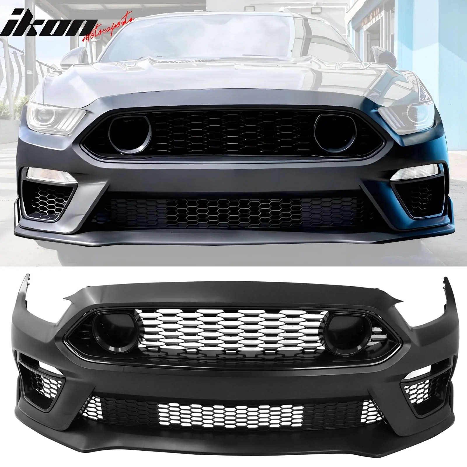 2015-2017 Ford Mustang Front Bumper Conversion W/ Chin Lip Grilles PP - Image 2