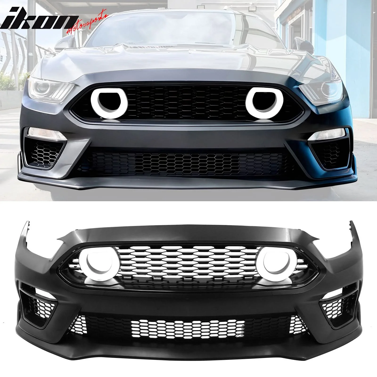 2015-2017 Ford Mustang Front Bumper Cover W/ Chin Lip LED Grille - Image 2