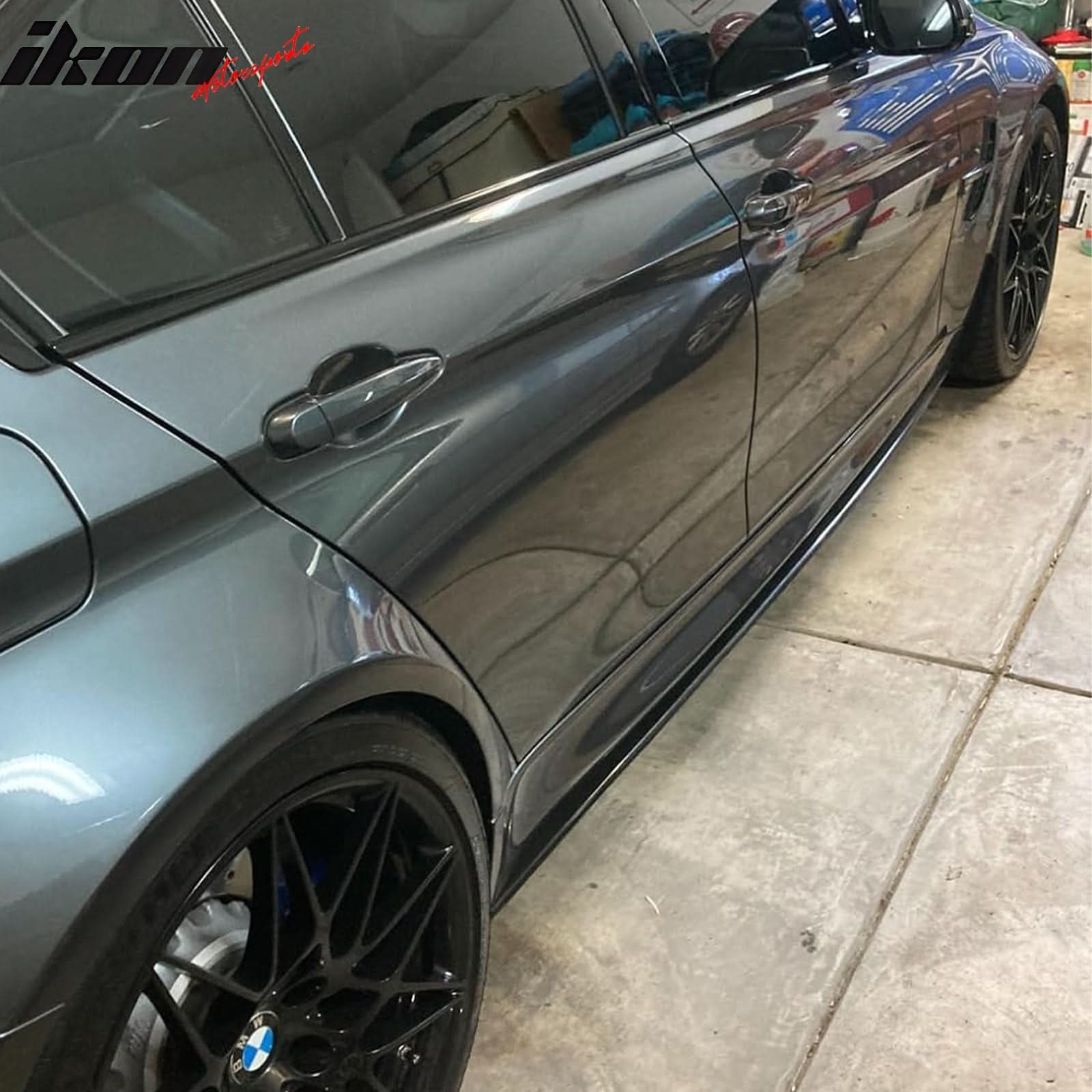 2015-2018 BMW F80 M3 Side Skirts Extention MT Style PU Unpainted Black - Image 2