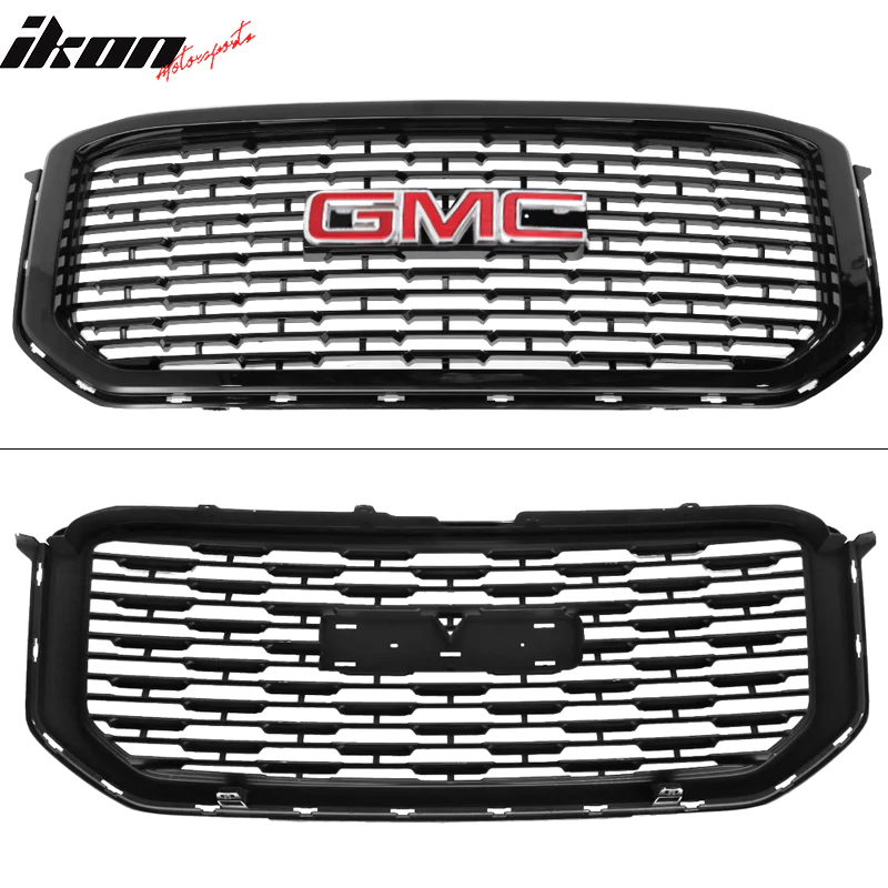 2015-2019 GMC Yukon Denali Front Upper Grille Black + Red GMC Emblem - Image 2