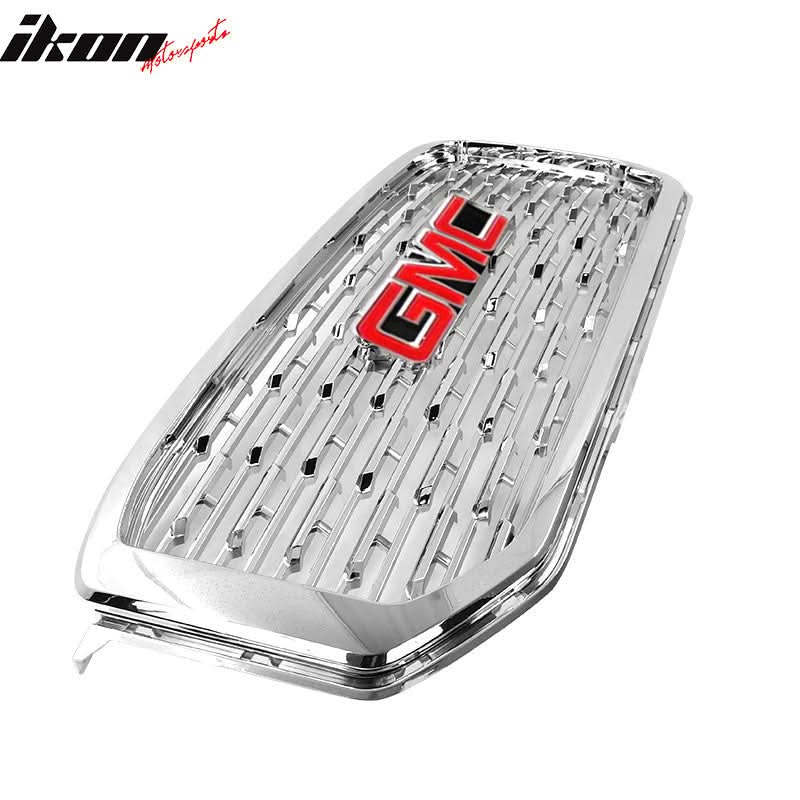 2015-2019 GMC Yukon Denali Front Upper Grille Chrome + Red GMC Emblem - Image 4