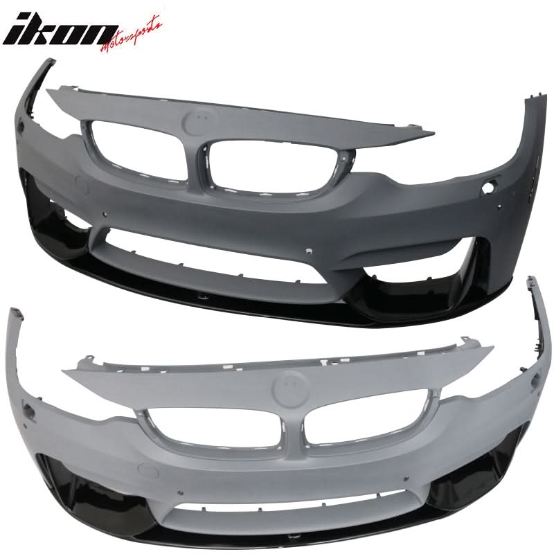 2015-2020 BMW F80 M3 F82 M4 P Style Black Front Bumper Lip 3PC PP - Image 4