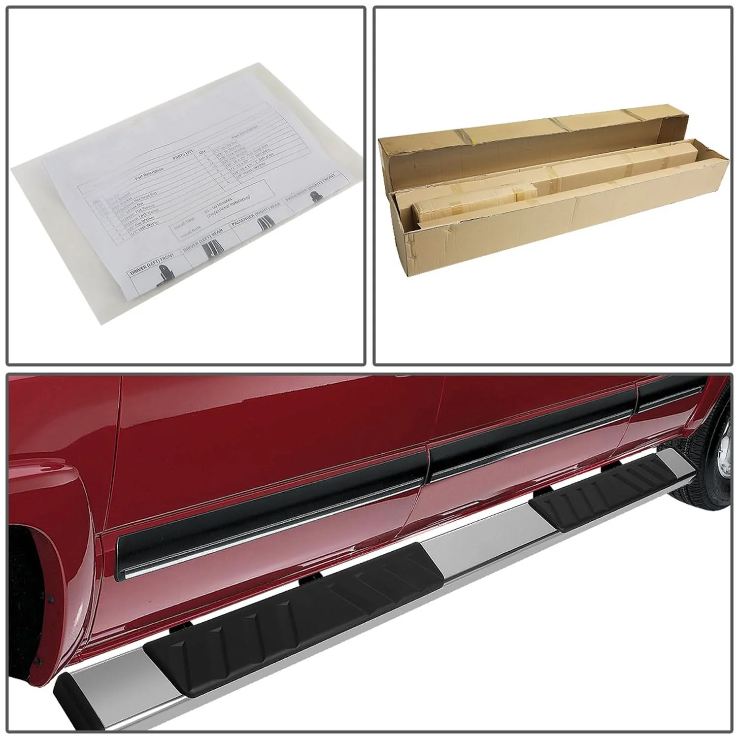 2015-2020 Ford F-150 F-250 F-350 Crew Cab 5" Nerf Bars Chrome/Black - Image 6