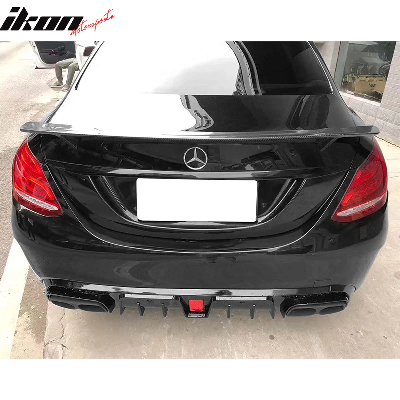 2015-2021 Benz C W205C63 C63S AMG B Style Rear Diffuser + Exhaust Tips - Image 2