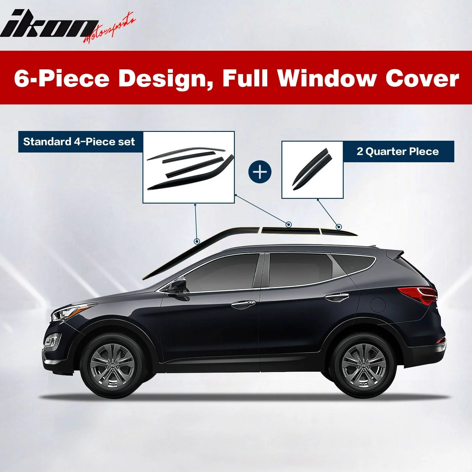 2015-2021 Kia Sedona Chrome Window Visors Rain Sun Guard ABS 6PCS - Image 4