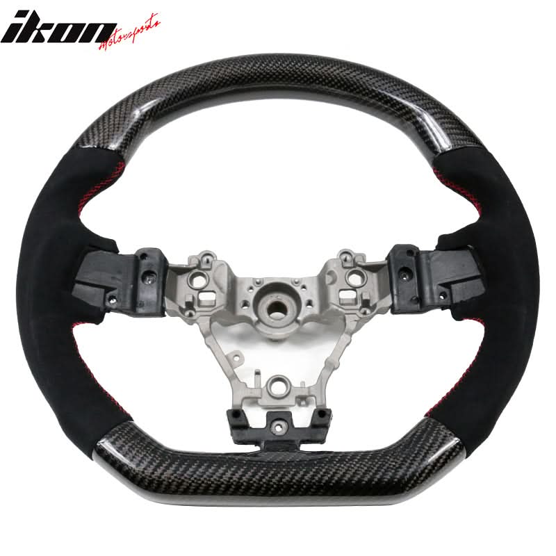 2015-2021 Subaru WRX STI Steering Wheel Red Stitch Matte CF Synthetic - Image 2