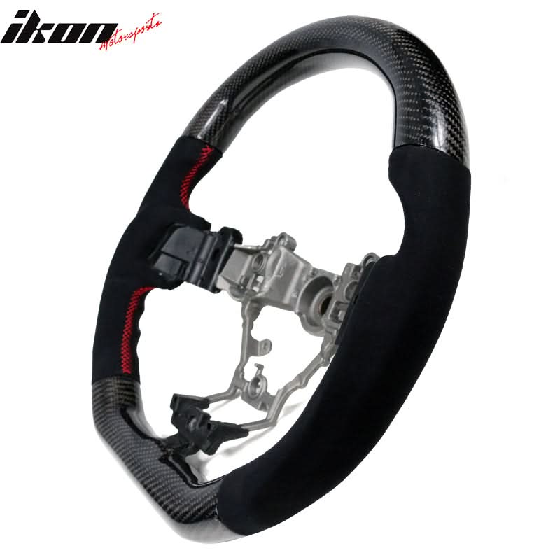 2015-2021 Subaru WRX STI Steering Wheel Red Stitch Matte CF Synthetic - Image 3