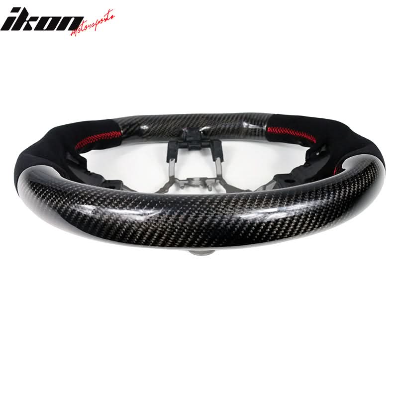 2015-2021 Subaru WRX STI Steering Wheel Red Stitch Matte CF Synthetic - Image 4