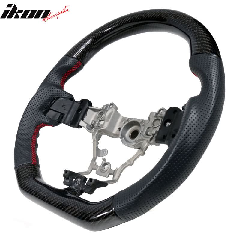 2015-2021Â WRX & STI CF Perforated Leather Red Stitch Steering Wheel - Image 3