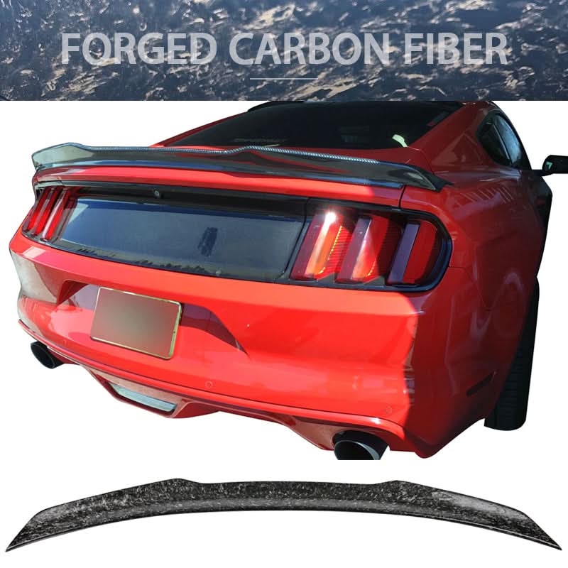 2015-2022 Ford Mustang V Style Forged Carbon Fiber Trunk Spoiler Wing - Image 9