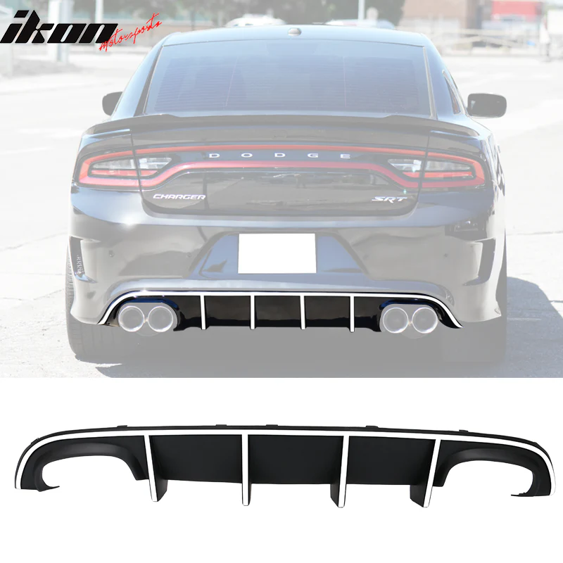2015-2023 Charger SRT Quad Exhaust Rear Diffuser w/ Reflective Tape PP - Image 8