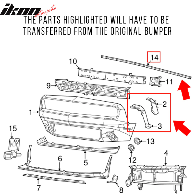 2015-2023 Dodge Challenger Front Bumper W/ Grill Unpainted PP - Image 10