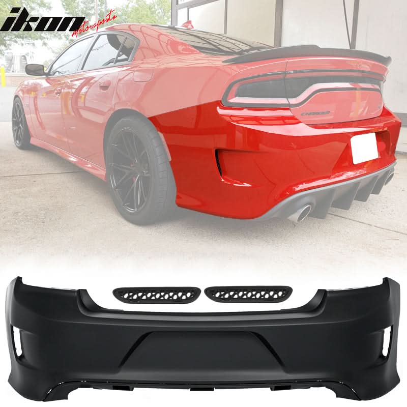 2015-2023 Dodge Charger Black Rear Diffuser Lip Clear Brake Light PP - Image 2