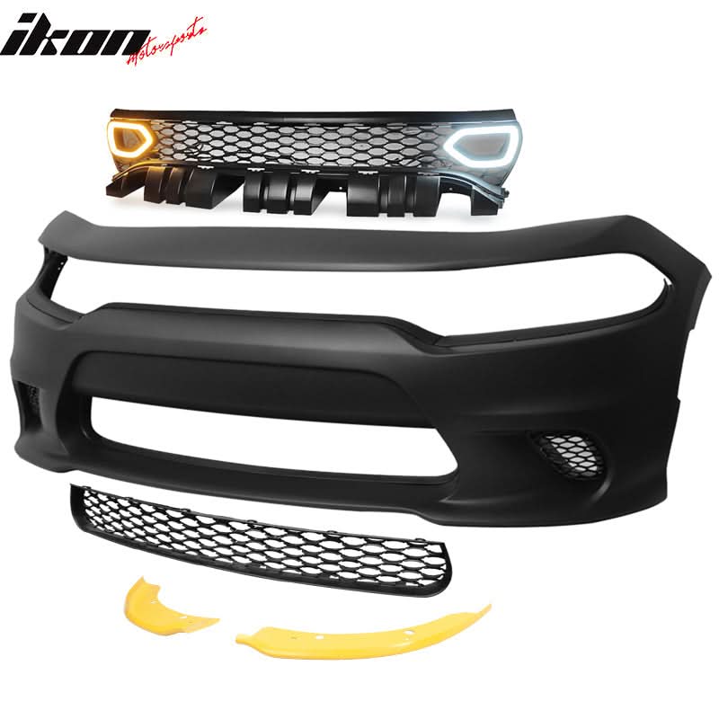 2015-2023 Dodge Charger Front Bumper Cover Yellow Splitter Grille PP - Image 2