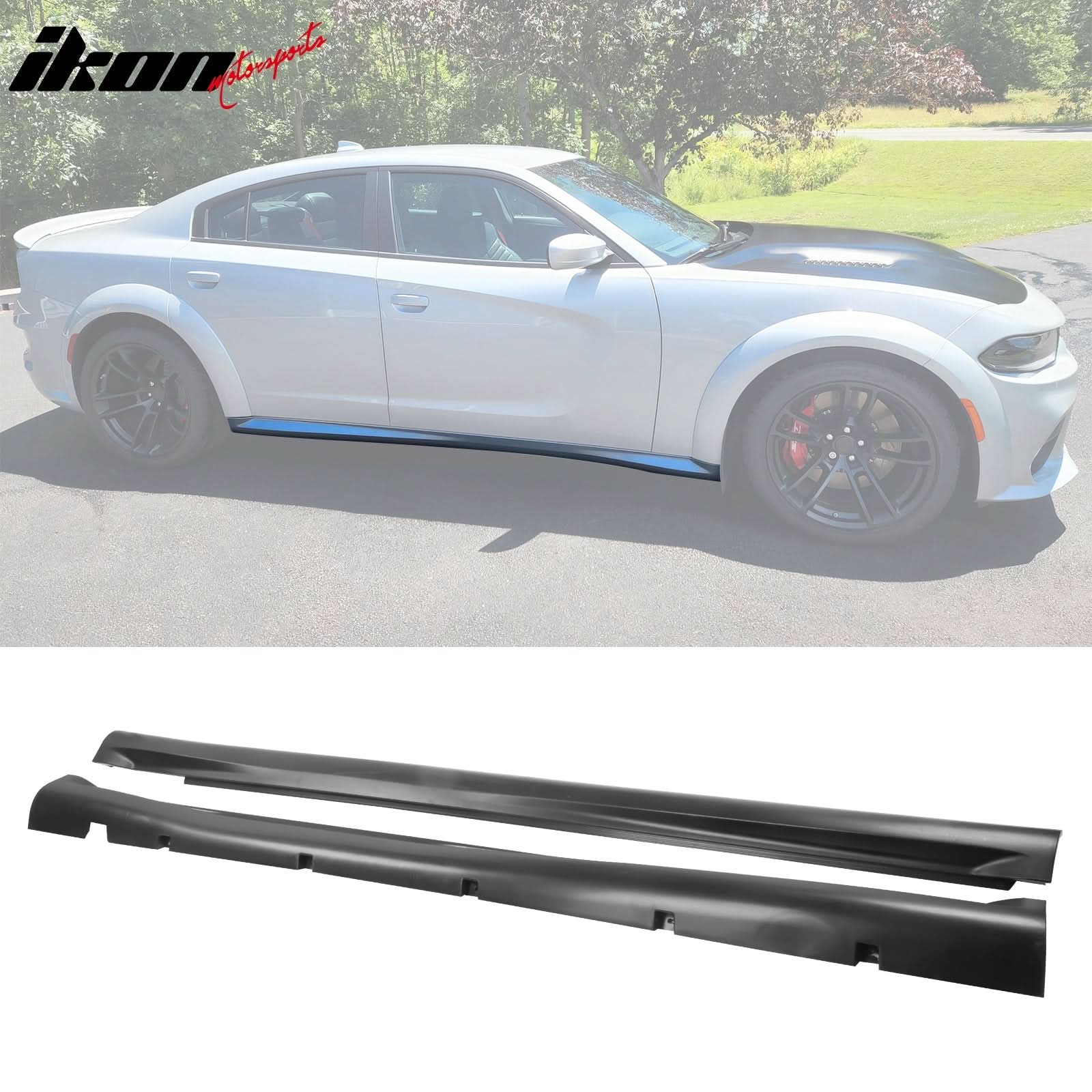 2015-2023 Dodge Charger IKON Matte Black Front Rear Bumper Covers PP - Image 4