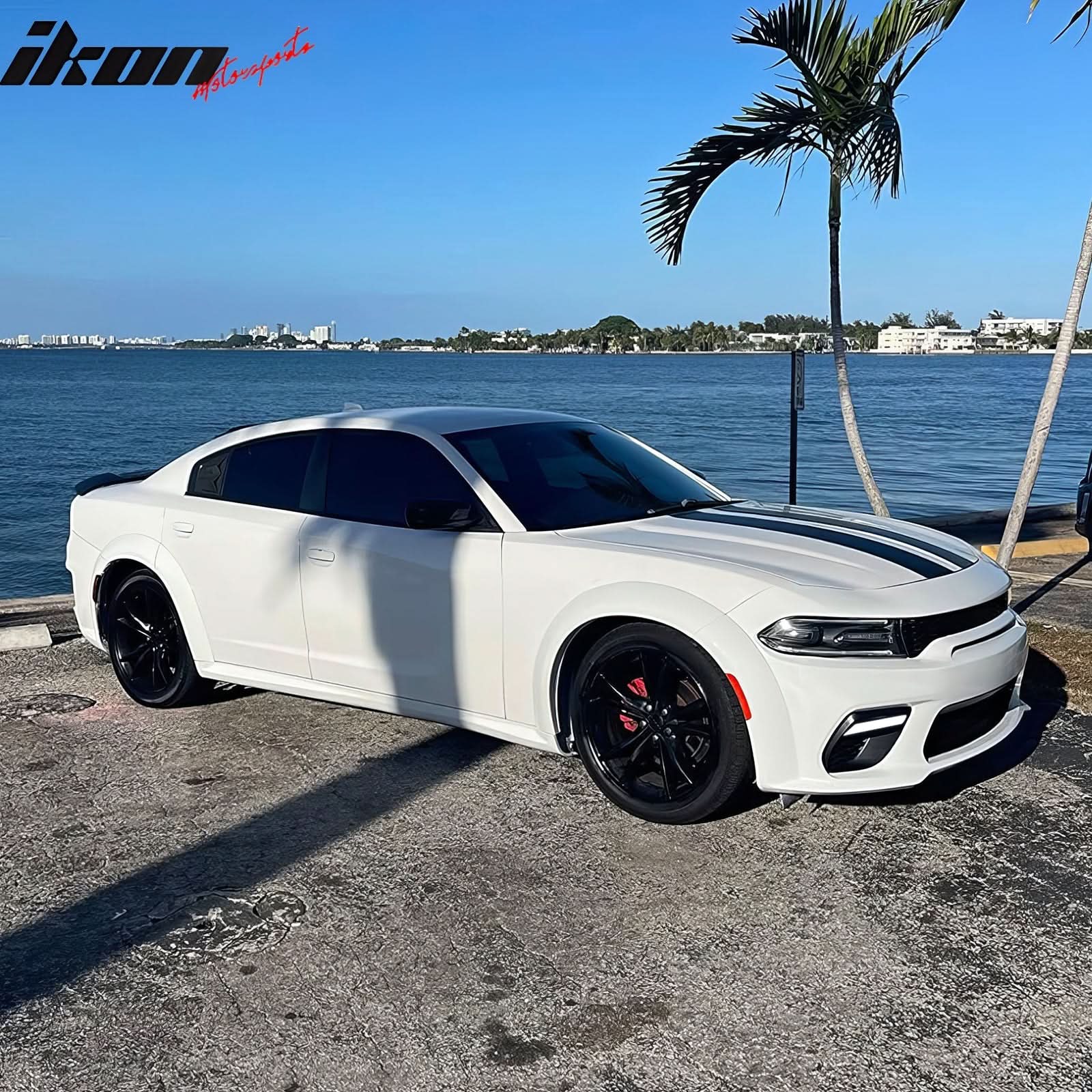 2015-2023 Dodge Charger IKON Matte Black Rear Bumper Cover Diffuer PP - Image 2