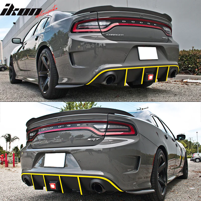 2015-2023 Dodge Charger Rear Diffuser w/ LED Lamp & Reflective Tape PP - Image 10