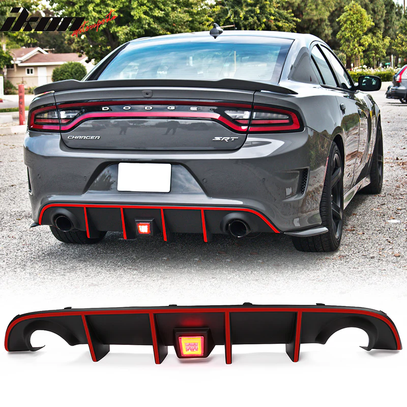 2015-2023 Dodge Charger Rear Diffuser w/ LED Lamp & Reflective Tape PP - Image 12