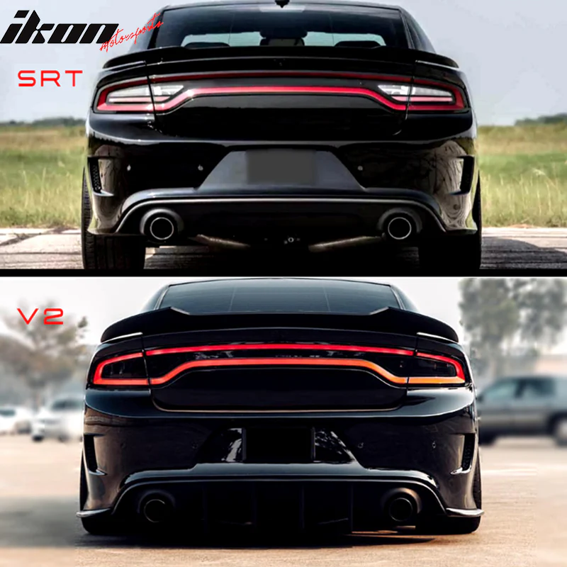 2015-2023 Dodge Charger SRT Hellcat Matte Black Trunk Spoiler Lip ABS - Image 11